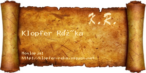 Klopfer Réka névjegykártya
